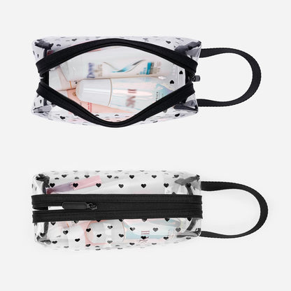 Clear TPU Toiletry Bag Set for Women & Men, 3PCS Waterproof Makeup & Skincare Organizer with Zipper, Soft Transparent Travel Cosmetic Pouch with Handle & Hanging Loop,B