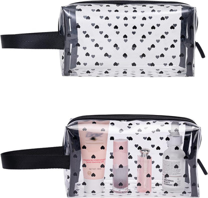 Clear TPU Toiletry Bag Set for Women & Men, 3PCS Waterproof Makeup & Skincare Organizer with Zipper, Soft Transparent Travel Cosmetic Pouch with Handle & Hanging Loop,B