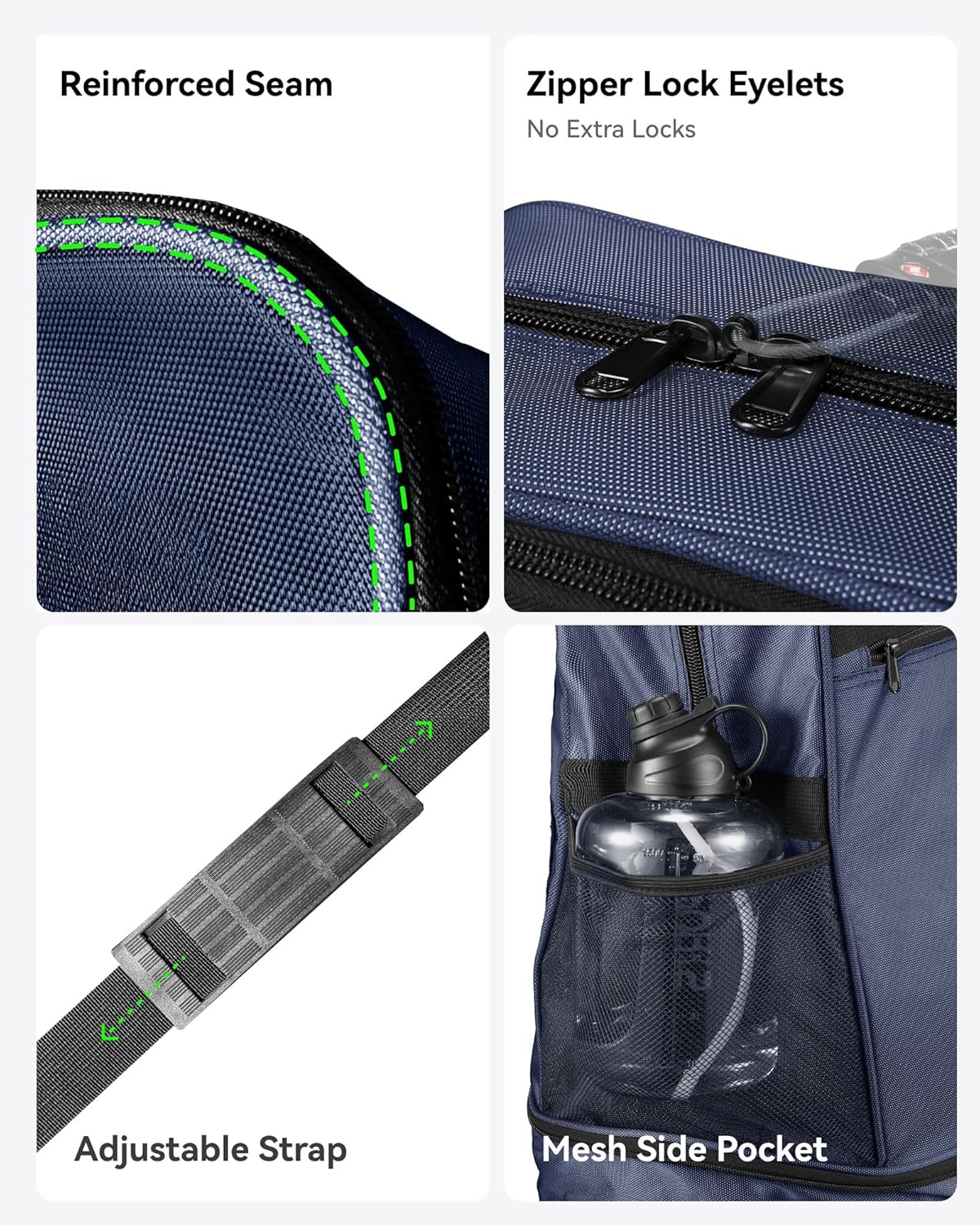 LUGGEX Travel Duffel Bags, Expandable Collapsible Luggage with Spinner Wheels, Lightweight, without Telescopic Handle, Large Capacity Suitcases with Wheel for Men Women (Blue, 55L-113L)