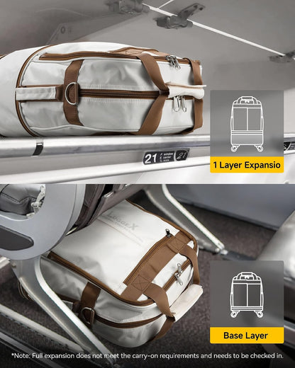 LUGGEX Travel Duffel Bags, Expandable Collapsible Luggage with Spinner Wheels, Lightweight, without Telescopic Handle, Large Capacity Suitcases with Wheel for Men Women (Blue, 55L-113L)