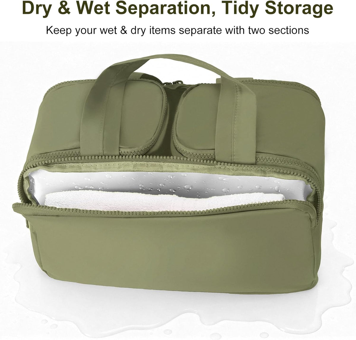 Travel Makeup Bag, Portable Travel Bag with Hanging Hook for Women, Waterproof and Hanging Toiletry Bags Travel Organizer Accessories for Travel Essentials,Green
