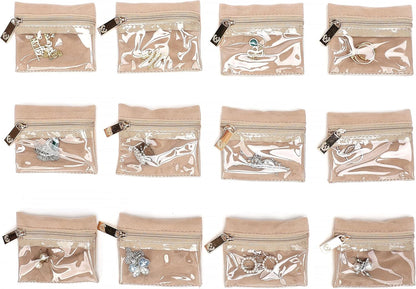 Jewelry Organizer Case Bridesmaid Gifts Travel Bag Vegan Leather Box for Necklace Earring Bracelet Ring(champagne)