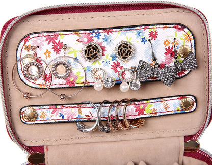 Jewelry Organizer Case Bridesmaid Gifts Travel Bag Vegan Leather Box for Necklace Earring Bracelet Ring(champagne)