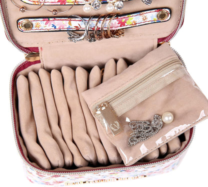Jewelry Organizer Case Bridesmaid Gifts Travel Bag Vegan Leather Box for Necklace Earring Bracelet Ring(champagne)
