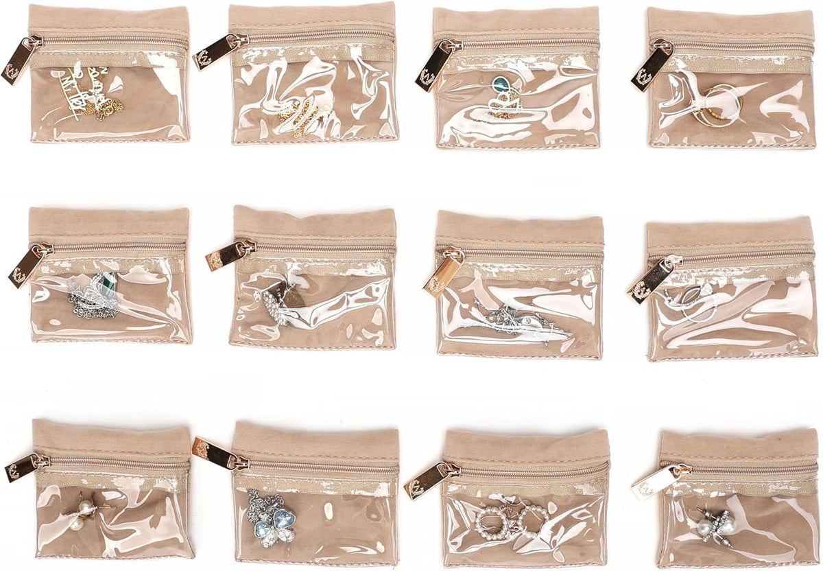 Jewelry Organizer Case Bridesmaid Gifts Travel Bag Vegan Leather Box for Necklace Earring Bracelet Ring(champagne)