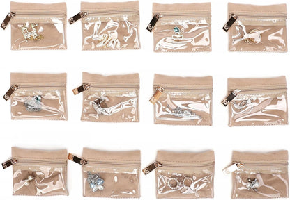 Jewelry Organizer Case Bridesmaid Gifts Travel Bag Vegan Leather Box for Necklace Earring Bracelet Ring(champagne)