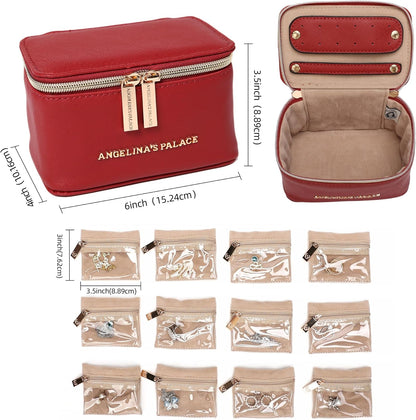 Jewelry Organizer Case Bridesmaid Gifts Travel Bag Vegan Leather Box for Necklace Earring Bracelet Ring(champagne)