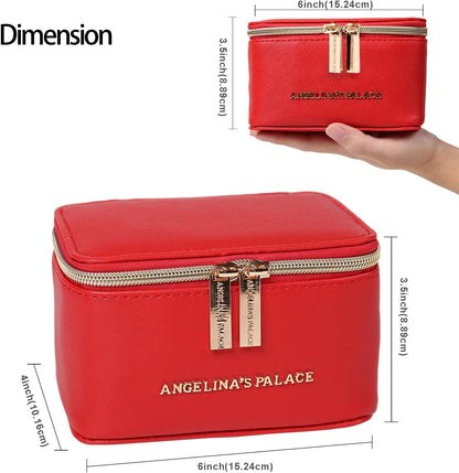Jewelry Organizer Case Bridesmaid Gifts Travel Bag Vegan Leather Box for Necklace Earring Bracelet Ring(champagne)