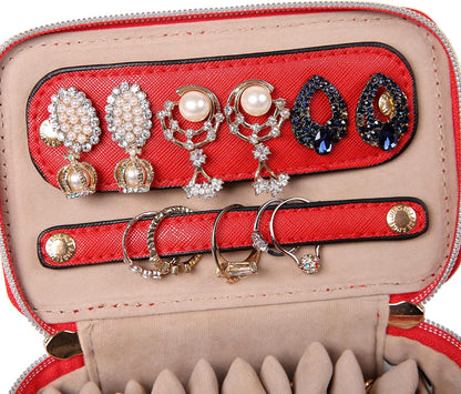 Jewelry Organizer Case Bridesmaid Gifts Travel Bag Vegan Leather Box for Necklace Earring Bracelet Ring(champagne)