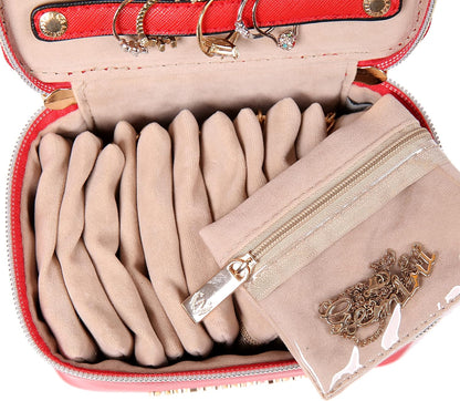 Jewelry Organizer Case Bridesmaid Gifts Travel Bag Vegan Leather Box for Necklace Earring Bracelet Ring(champagne)