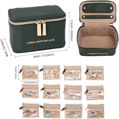 Jewelry Organizer Case Bridesmaid Gifts Travel Bag Vegan Leather Box for Necklace Earring Bracelet Ring(champagne)