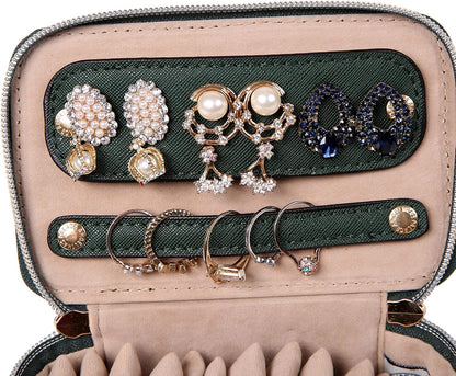 Jewelry Organizer Case Bridesmaid Gifts Travel Bag Vegan Leather Box for Necklace Earring Bracelet Ring(champagne)