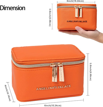 Jewelry Organizer Case Bridesmaid Gifts Travel Bag Vegan Leather Box for Necklace Earring Bracelet Ring(champagne)