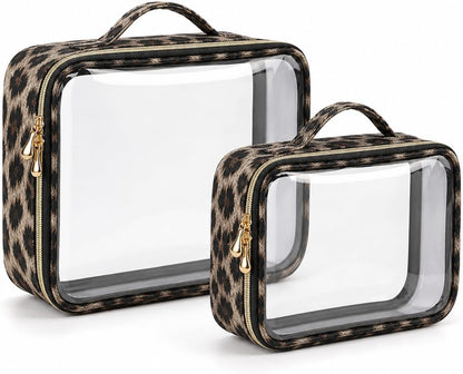 Clear Makeup Bags with Zipper, TSA Approved Travel Toiletry Bag,Clear Cosmetic Bag, Waterproof Make Up Bag for Women