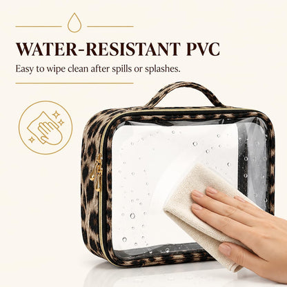 Clear Makeup Bags with Zipper, TSA Approved Travel Toiletry Bag,Clear Cosmetic Bag, Waterproof Make Up Bag for Women