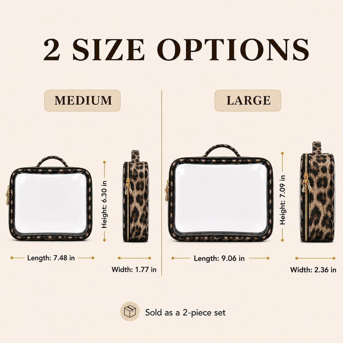Clear Makeup Bags with Zipper, TSA Approved Travel Toiletry Bag,Clear Cosmetic Bag, Waterproof Make Up Bag for Women