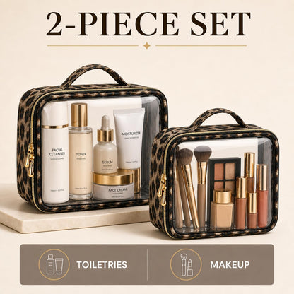 Clear Makeup Bags with Zipper, TSA Approved Travel Toiletry Bag,Clear Cosmetic Bag, Waterproof Make Up Bag for Women