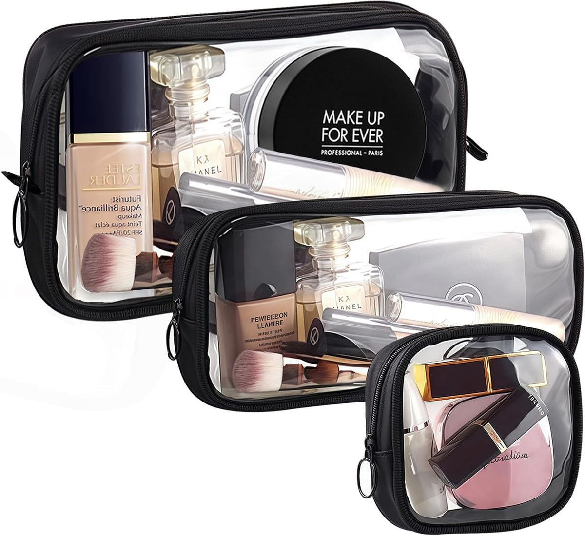 Clear Makeup Bags with Zipper, TSA Approved Travel Toiletry Bag,Clear Cosmetic Bag, Waterproof Make Up Bag for Women