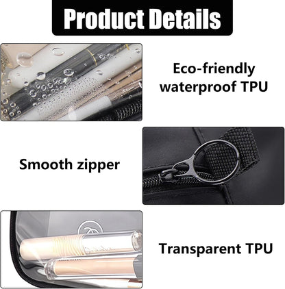 Clear Makeup Bags with Zipper, TSA Approved Travel Toiletry Bag,Clear Cosmetic Bag, Waterproof Make Up Bag for Women
