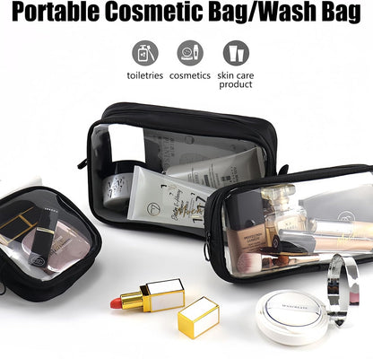 Clear Makeup Bags with Zipper, TSA Approved Travel Toiletry Bag,Clear Cosmetic Bag, Waterproof Make Up Bag for Women