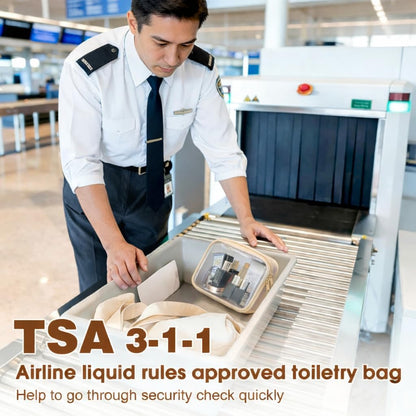 Clear Makeup Bags with Zipper, TSA Approved Travel Toiletry Bag,Clear Cosmetic Bag, Waterproof Make Up Bag for Women