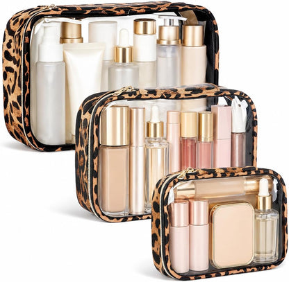 Clear Makeup Bags with Zipper, TSA Approved Travel Toiletry Bag,Clear Cosmetic Bag, Waterproof Make Up Bag for Women