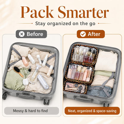 Clear Makeup Bags with Zipper, TSA Approved Travel Toiletry Bag,Clear Cosmetic Bag, Waterproof Make Up Bag for Women