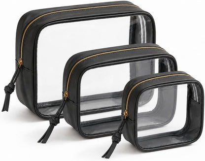 Clear Makeup Bags with Zipper, TSA Approved Travel Toiletry Bag,Clear Cosmetic Bag, Waterproof Make Up Bag for Women
