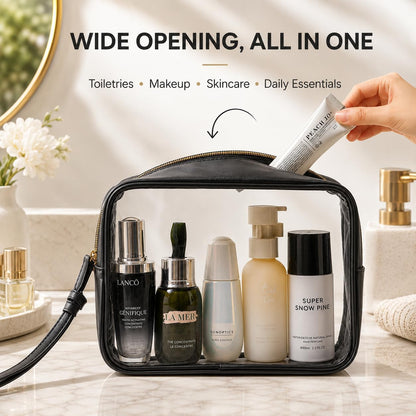 Clear Makeup Bags with Zipper, TSA Approved Travel Toiletry Bag,Clear Cosmetic Bag, Waterproof Make Up Bag for Women