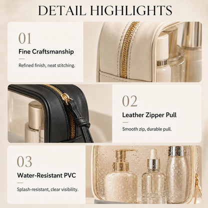 Clear Makeup Bags with Zipper, TSA Approved Travel Toiletry Bag,Clear Cosmetic Bag, Waterproof Make Up Bag for Women