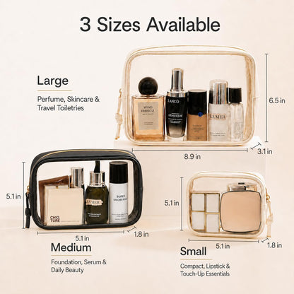 Clear Makeup Bags with Zipper, TSA Approved Travel Toiletry Bag,Clear Cosmetic Bag, Waterproof Make Up Bag for Women