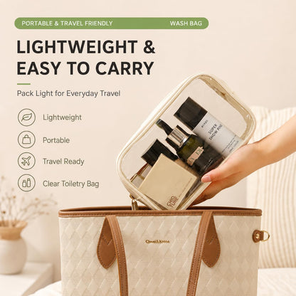 Clear Makeup Bags with Zipper, TSA Approved Travel Toiletry Bag,Clear Cosmetic Bag, Waterproof Make Up Bag for Women