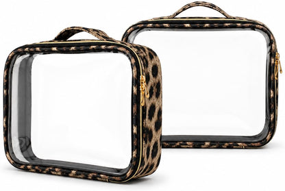 Clear Makeup Bags with Zipper, TSA Approved Travel Toiletry Bag,Clear Cosmetic Bag, Waterproof Make Up Bag for Women