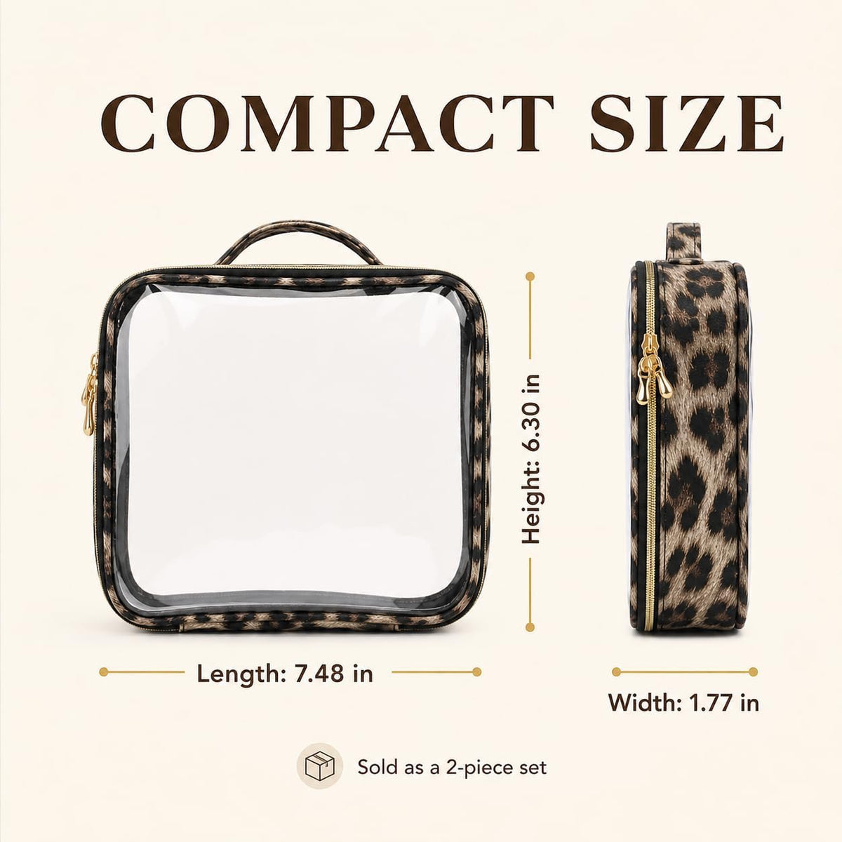 Clear Makeup Bags with Zipper, TSA Approved Travel Toiletry Bag,Clear Cosmetic Bag, Waterproof Make Up Bag for Women
