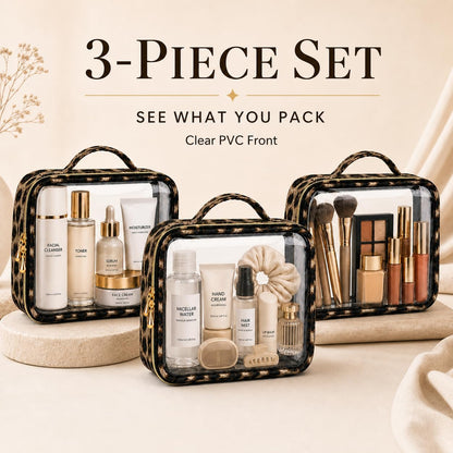 Clear Makeup Bags with Zipper, TSA Approved Travel Toiletry Bag,Clear Cosmetic Bag, Waterproof Make Up Bag for Women