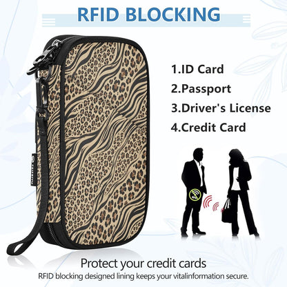 Passport Holder Zebra Leopard Print Neck Pouch Travel Wallet