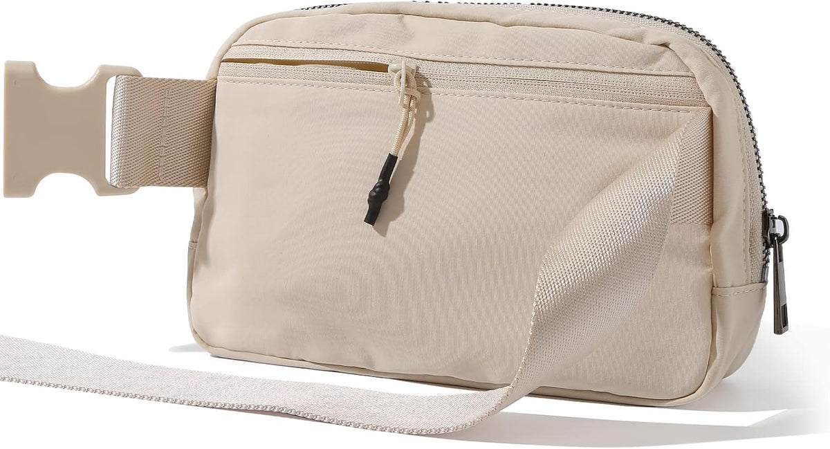 Belt Bag Fanny Pack Crossbody Bags for Women Men, Everywhere, Water Resistant Waist Packs, Beige
