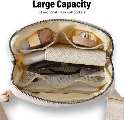 Belt Bag Fanny Pack Crossbody Bags for Women Men, Everywhere, Water Resistant Waist Packs, Beige