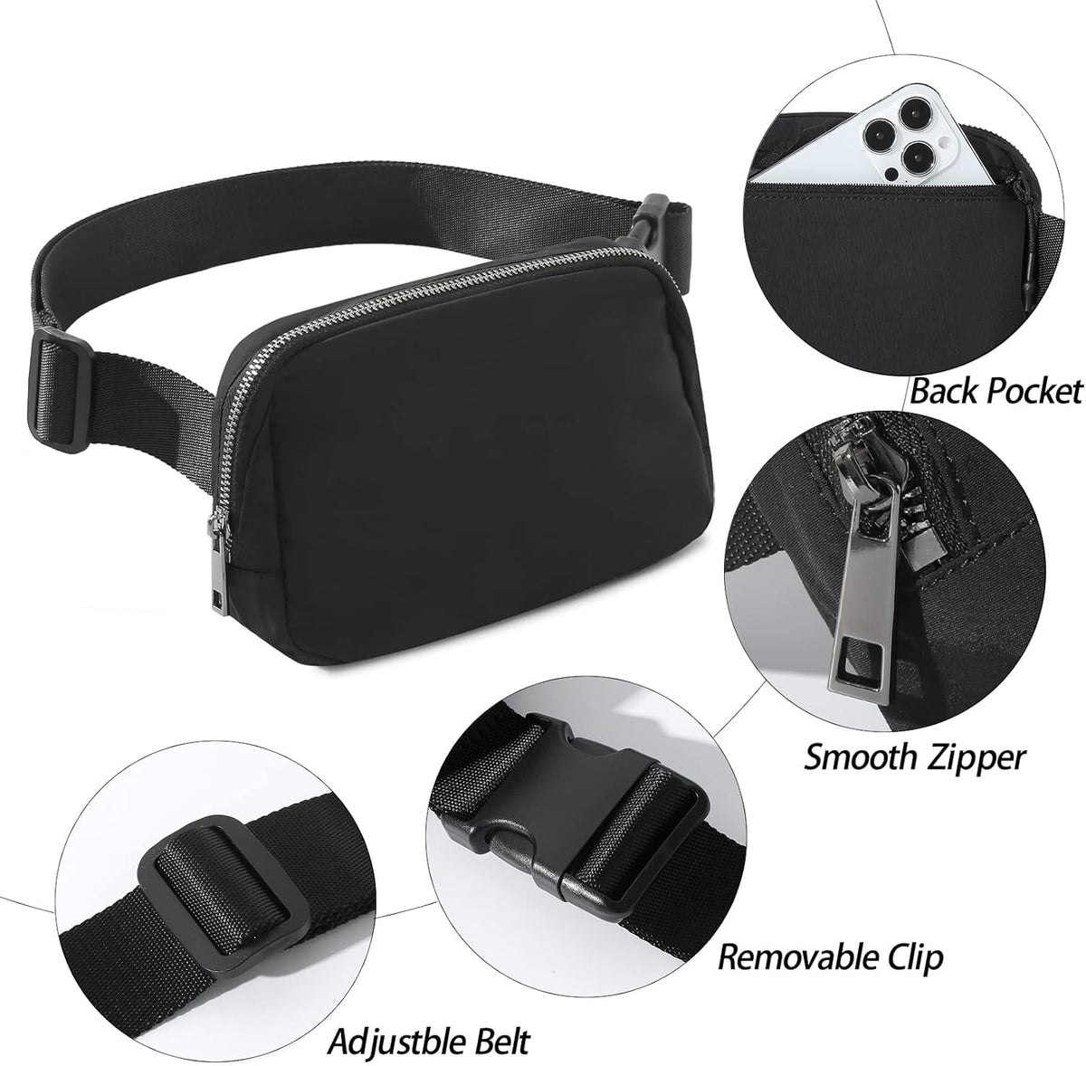 Belt Bag Fanny Pack Crossbody Bags for Women Men, Everywhere, Water Resistant Waist Packs, Beige