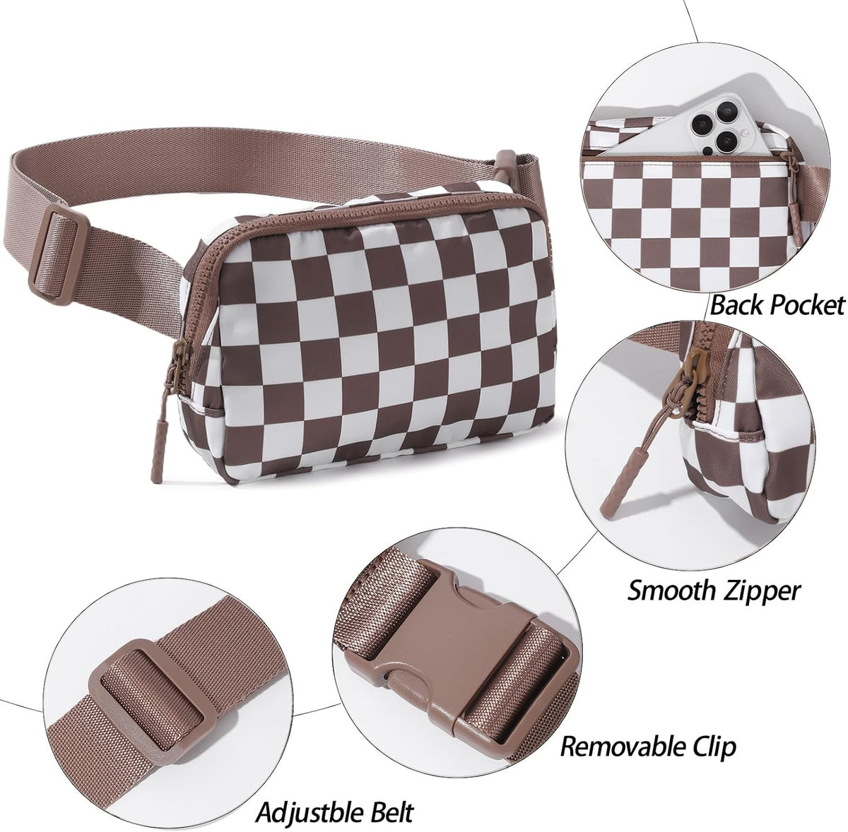 Belt Bag Fanny Pack Crossbody Bags for Women Men, Everywhere, Water Resistant Waist Packs, Beige