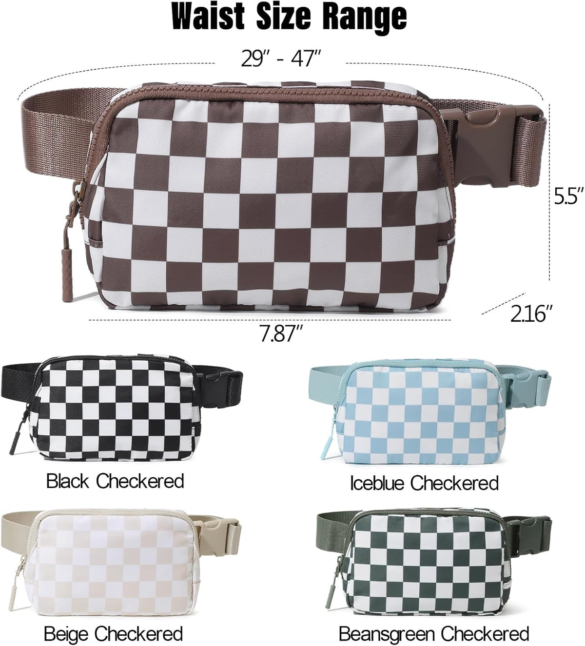 Belt Bag Fanny Pack Crossbody Bags for Women Men, Everywhere, Water Resistant Waist Packs, Beige