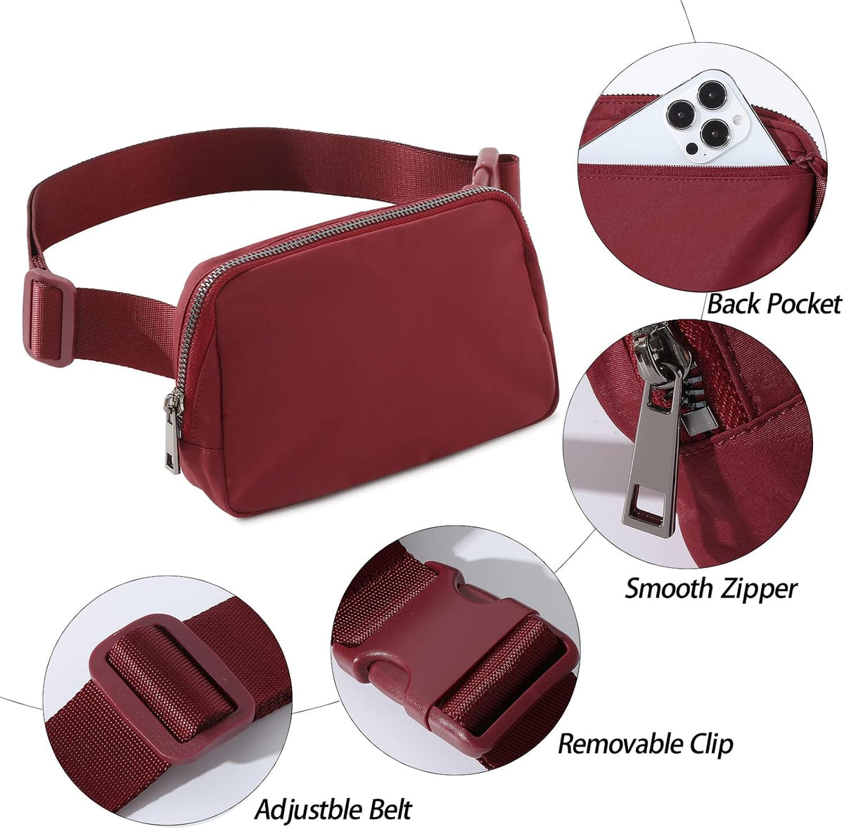 Belt Bag Fanny Pack Crossbody Bags for Women Men, Everywhere, Water Resistant Waist Packs, Beige