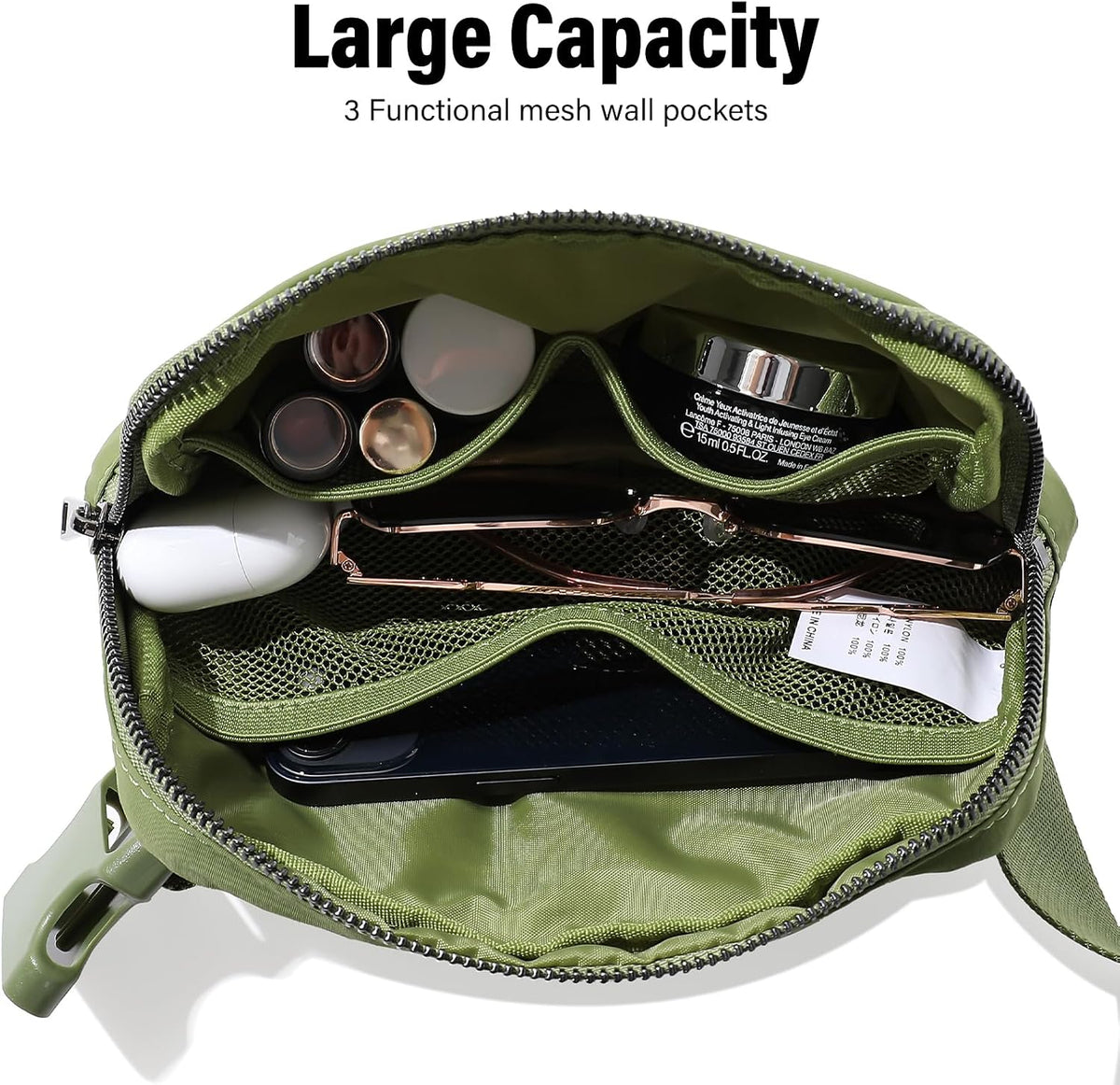 Belt Bag Fanny Pack Crossbody Bags for Women Men, Everywhere, Water Resistant Waist Packs, Beige