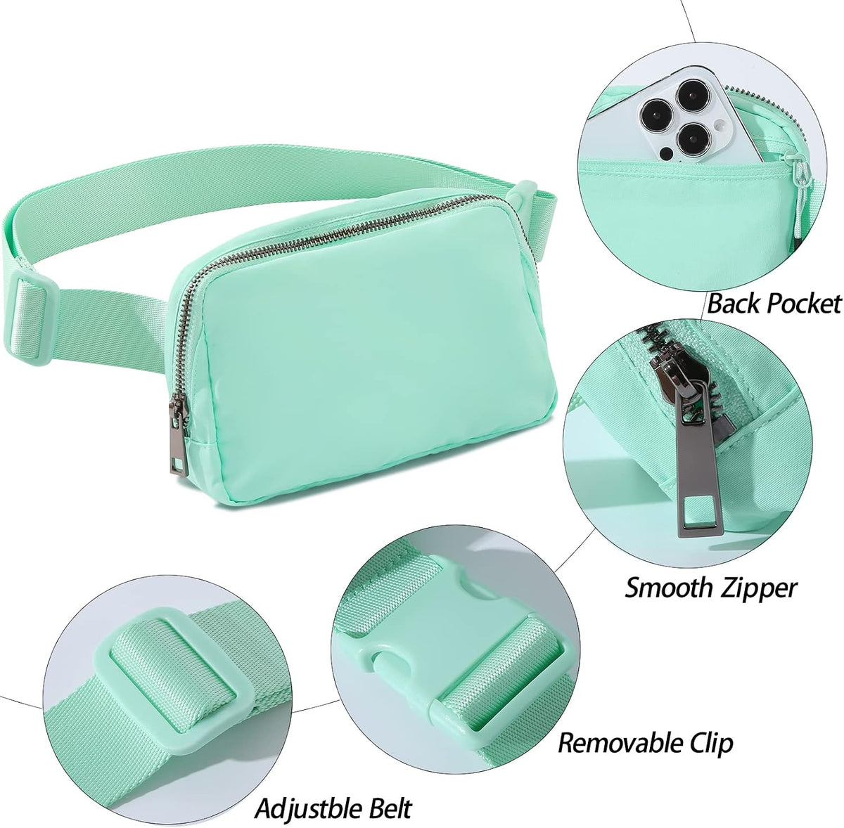 Belt Bag Fanny Pack Crossbody Bags for Women Men, Everywhere, Water Resistant Waist Packs, Beige