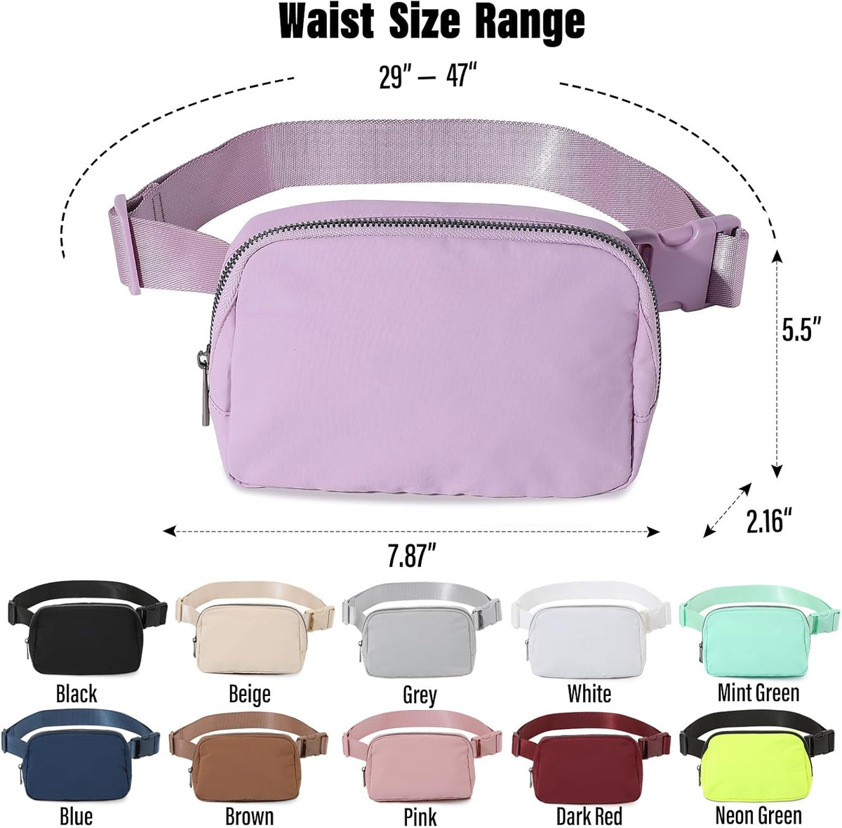 Belt Bag Fanny Pack Crossbody Bags for Women Men, Everywhere, Water Resistant Waist Packs, Beige