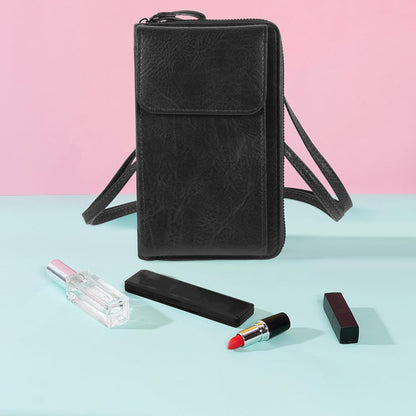 Women’s Portable Crossbody Phone Bag with Money Storage Pouch, Black Multifunctional Shoulder Sling Bag for Outdoor Travel and Daily Use
