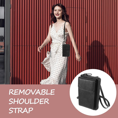 Women’s Portable Crossbody Phone Bag with Money Storage Pouch, Black Multifunctional Shoulder Sling Bag for Outdoor Travel and Daily Use