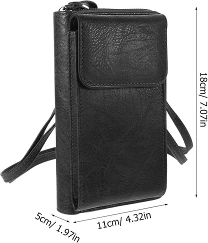Women’s Portable Crossbody Phone Bag with Money Storage Pouch, Black Multifunctional Shoulder Sling Bag for Outdoor Travel and Daily Use