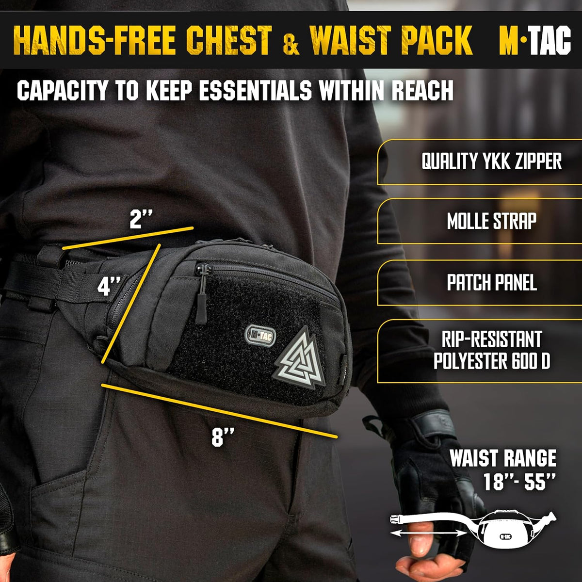 Military Tactical Mens Fanny Pack - Waist Belt Bag - Concealed Carry Fanny Pack For Men & Women Cross Body EDC Black