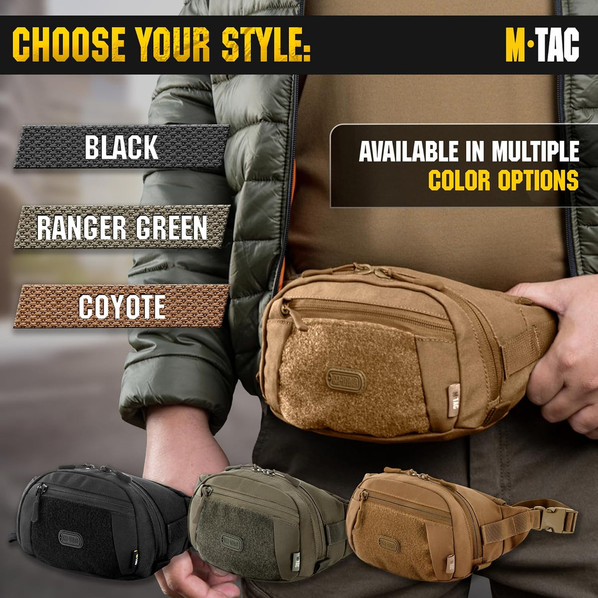 Military Tactical Mens Fanny Pack - Waist Belt Bag - Concealed Carry Fanny Pack For Men & Women Cross Body EDC Black